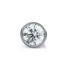 18k White Gold Bezel Round Diamond Single Stud Earring 1.00ctw (6.5mm Ea), H-i Color, Si Clarity