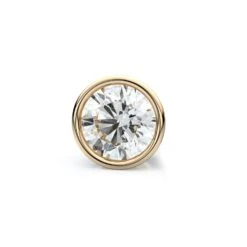 14k Yellow Gold Bezel Round Diamond Single Stud Earring 0.37ctw (4.5mm Ea), H-i Color, Si Clarity