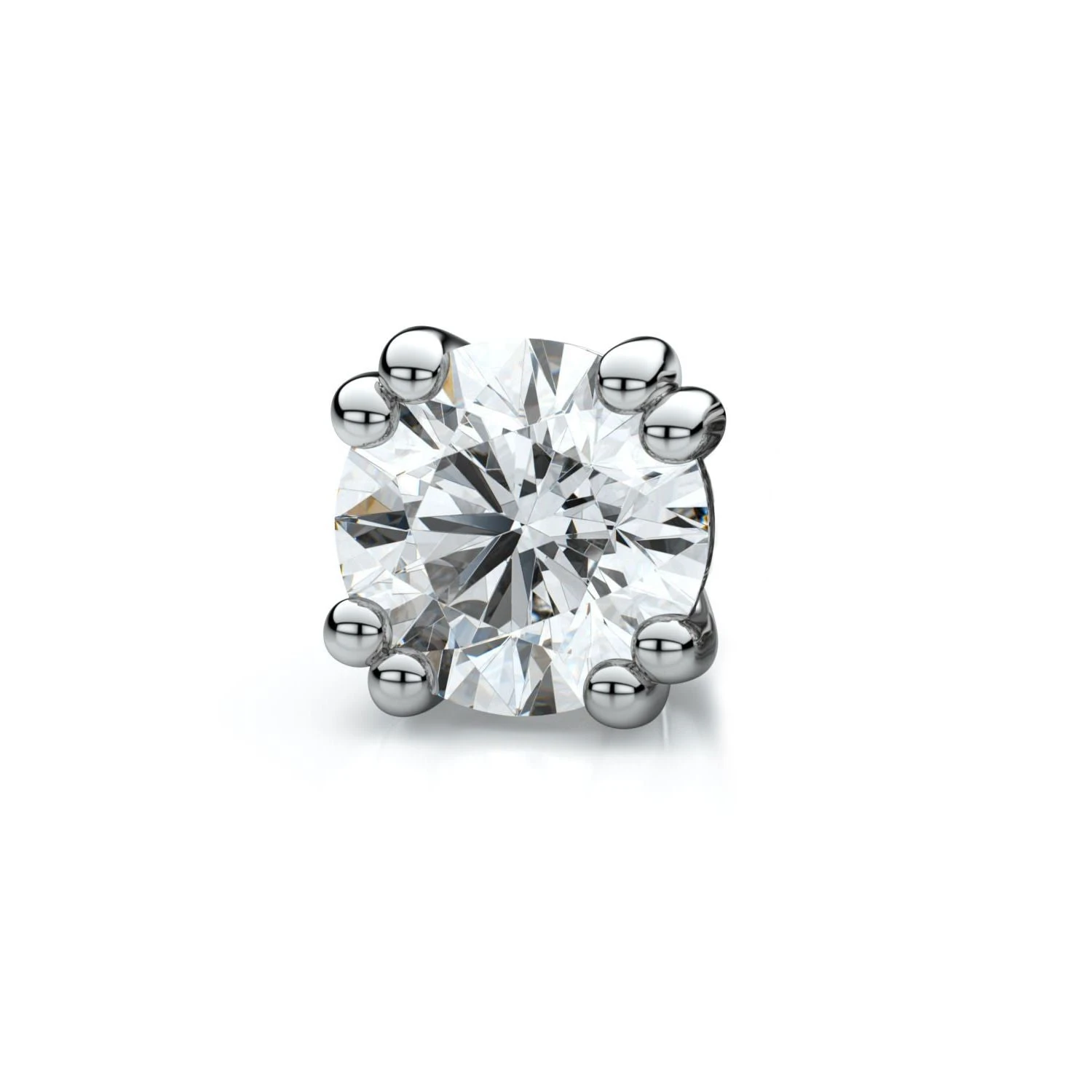 18k White Gold Double Prong Round Diamond Single Stud Earring 0.37ctw (4.7mm Ea), H-i Color, Vs Clarity 3 18k White Gold Double Prong Round Diamond Single Stud Earring 0.37ctw (4.7mm Ea), H-i Color, Vs Clarity