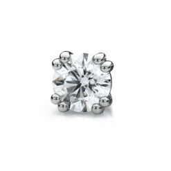 18k White Gold Double Prong Round Diamond Single Stud Earring 0.25ctw (4.1mm Ea), H-i Color, Si Clarity