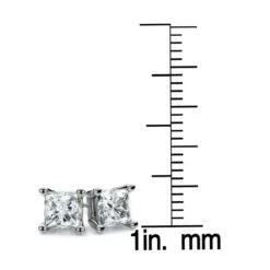 18k White Gold 4-prong Princess Diamond Stud Earrings (0.52 Ct. T.w., Si1-2 Clarity, H-i Color) -Veloura Shop ewsm2p050 fgvs12 r 5 e39b45a6 08c6 4af9 8226 f2446d57b99d