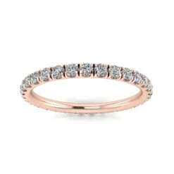 Round Brilliant Cut Diamond Split Prong Set Eternity Ring In 14k Rose Gold(0.43ct. Tw.) Ring Size 4