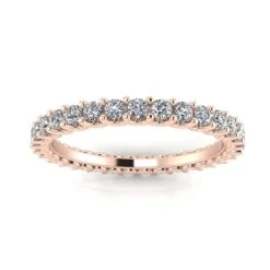 Round Brilliant Cut Diamond Shared Prong Set Eternity Ring In 14k Rose Gold(0.43ct. Tw.) Ring Size 4.5