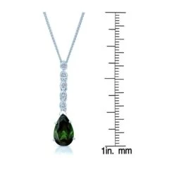 Green Tourmaline And Diamond Pendant In 14k White Gold -Veloura Shop fw17081gt frontruler