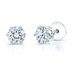 Diamond 6-prong Round Stud 14k White Gold