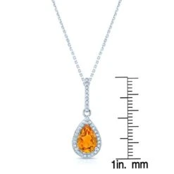 Citrine And Diamond Pendant In 14k White Gold (1/6 Ct.tw.) -Veloura Shop fw50318ct fju front ruler e4c9321f 4912 471b 82b4 4063b93ef737