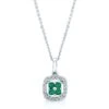 Created Emerald And Diamond Clover Pendant In 14k White Gold ( 18-in Curb Chain) -Veloura Shop fw51859cec