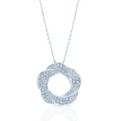 Diamond Wreath Pendant In 14k White Gold 18 In Curb Chain