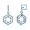 14k White Gold Hexagon Drop Earrings