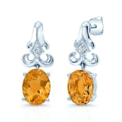 14kw GoldCitrine & Diamond Drop Earrings