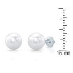 White 7.5-8mm Akoya Pearl Stud Earrings In 14k White Gold -Veloura Shop fw8152 white ruler 2