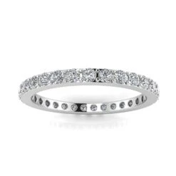 Round Brilliant Cut Diamond Pave Set Eternity Ring In 14k White Gold(1.43ct. Tw.) Ring Size 6