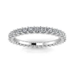 Round Brilliant Cut Diamond Shared Prong Set Eternity Ring In 14k White Gold(1.56ct. Tw.) Ring Size 7.5