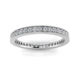 Round Brilliant Cut Diamond Pave & Milgrain Set Eternity Ring In Platinum(0.77ct. Tw.) Ring Size 9