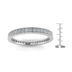 Round Brilliant Cut Diamond Pave & Milgrain Set Eternity Ring In Platinum(0.77ct. Tw.) Ring Size 9 -Veloura Shop fwmu4r105 hivs 70 515 ee61e806 a39a 40d7 84cf 60e3099b155f