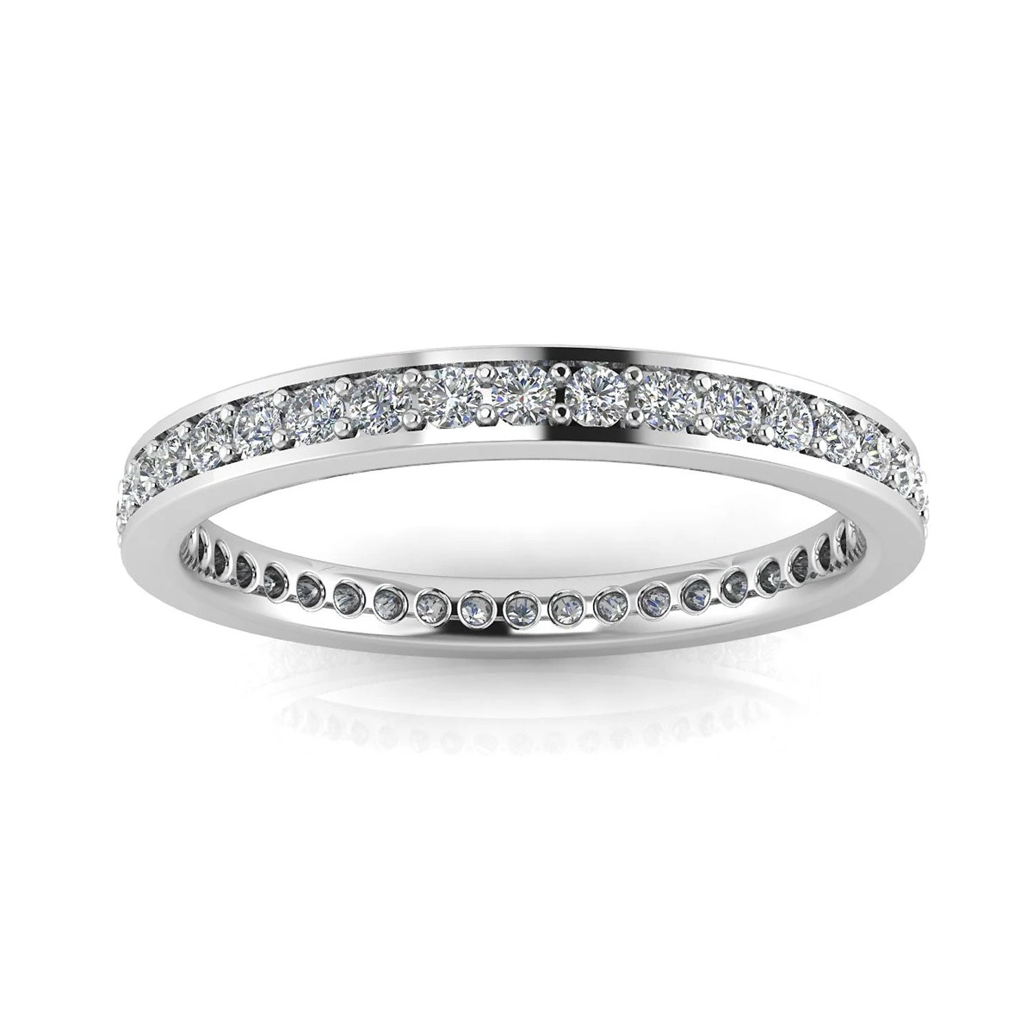 Round Brilliant Cut Diamond Channel Pave Set Eternity Ring In 18k White Gold(0.52ct. Tw.) Ring Size 9 3 Round Brilliant Cut Diamond Channel Pave Set Eternity Ring In 18k White Gold(0.52ct. Tw.) Ring Size 9