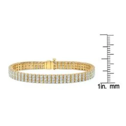 Diamond Round 4-prong Triple Row Bracelet In 14k Yellow Gold (6.72ctw) -Veloura Shop fy21396 frontruler