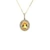Citrine And Diamond Double Entourage Oval Pendant In 14k White Gold (9x7mm Center, Si) -Veloura Shop fy50427ctc v2