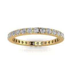 Round Brilliant Cut Diamond Pave Set Eternity Ring In 14k Yellow Gold(0.89ct. Tw.) Ring Size 6