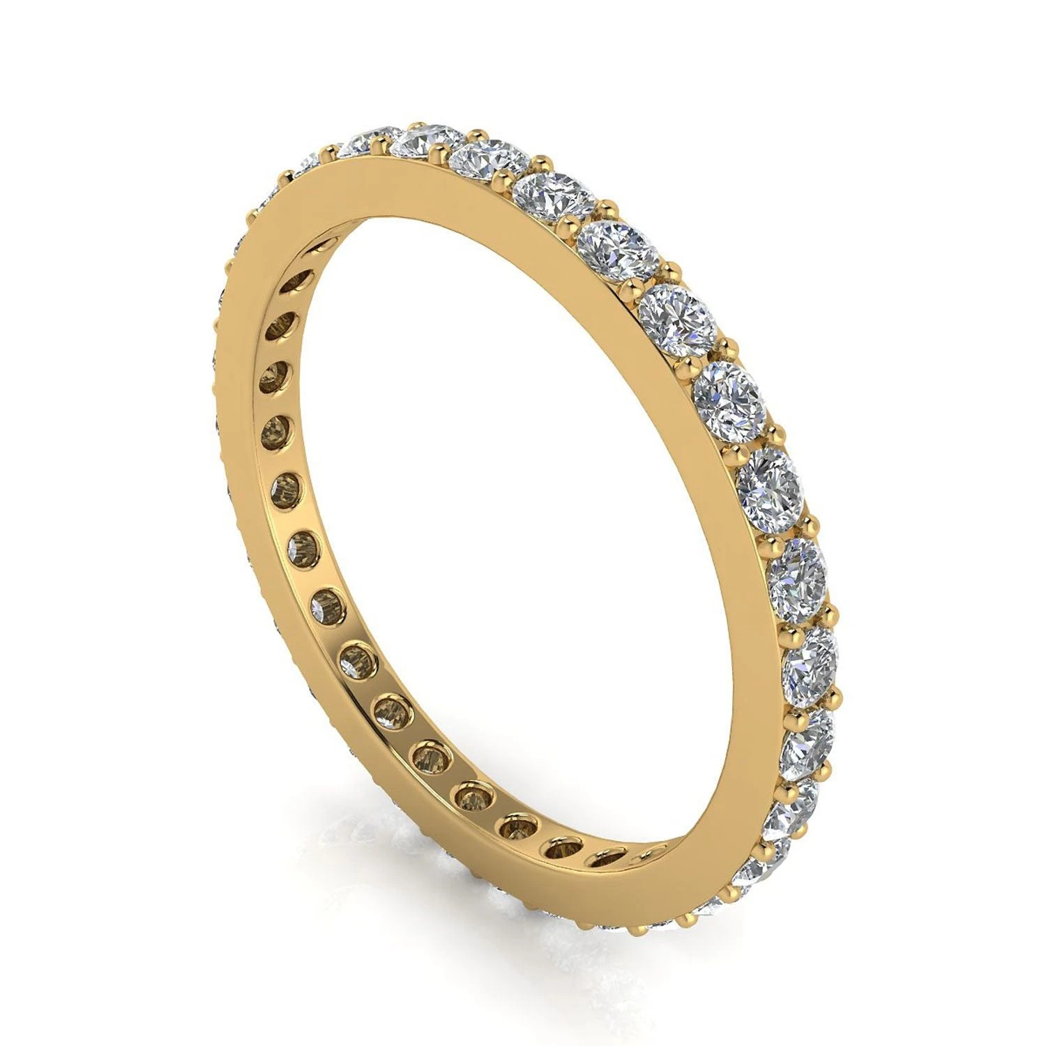 Round Brilliant Cut Diamond Pave Set Eternity Ring In 14k Yellow Gold(0.61ct. Tw.) Ring Size 4 4 Round Brilliant Cut Diamond Pave Set Eternity Ring In 14k Yellow Gold(0.61ct. Tw.) Ring Size 4 - Image 2