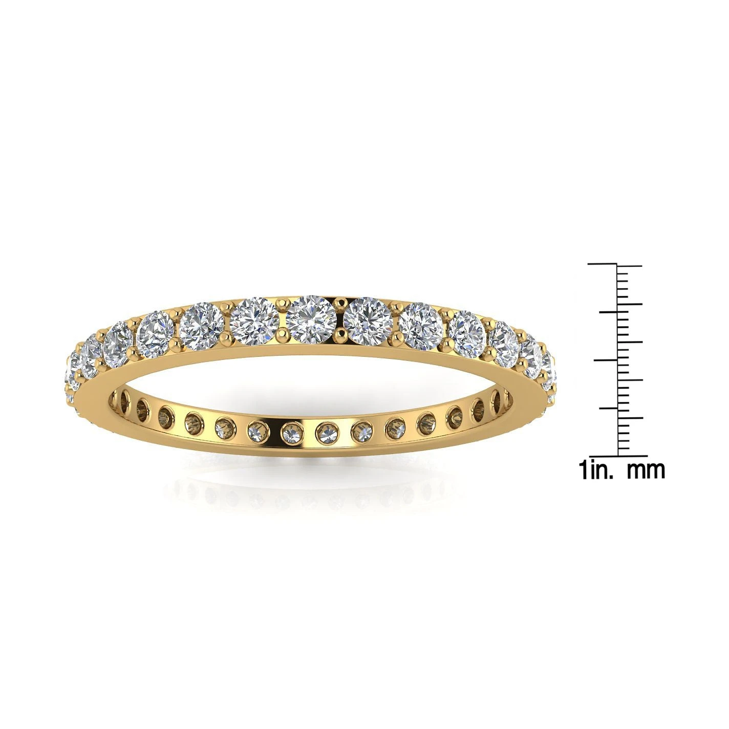 Round Brilliant Cut Diamond Pave Set Eternity Ring In 18k Yellow Gold(0.99ct. Tw.) Ring Size 8.5 5 Round Brilliant Cut Diamond Pave Set Eternity Ring In 18k Yellow Gold(0.99ct. Tw.) Ring Size 8.5 - Image 3