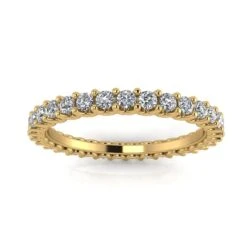 Round Brilliant Cut Diamond Shared Prong Set Eternity Ring In 18k Yellow Gold(1.43ct. Tw.) Ring Size 5