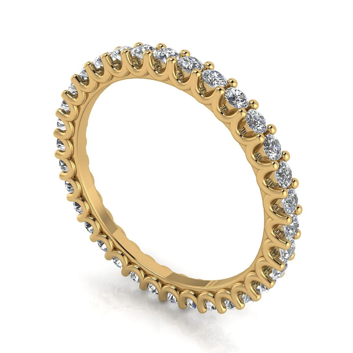 Round Brilliant Cut Diamond Shared Prong Set Eternity Ring In 18k Yellow Gold(1.43ct. Tw.) Ring Size 5 4 Round Brilliant Cut Diamond Shared Prong Set Eternity Ring In 18k Yellow Gold(1.43ct. Tw.) Ring Size 5 - Image 2