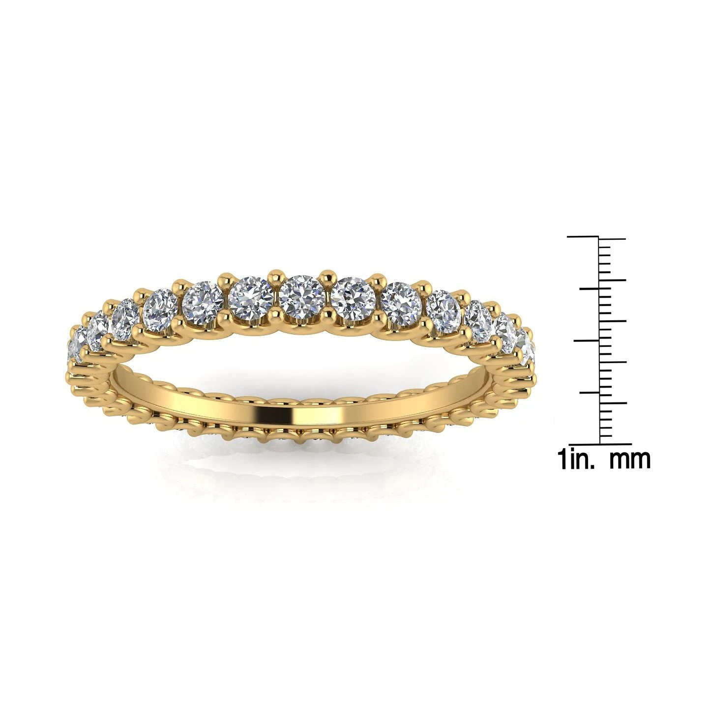 Round Brilliant Cut Diamond Shared Prong Set Eternity Ring In 18k Yellow Gold(1.43ct. Tw.) Ring Size 5 5 Round Brilliant Cut Diamond Shared Prong Set Eternity Ring In 18k Yellow Gold(1.43ct. Tw.) Ring Size 5 - Image 3