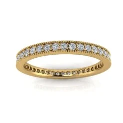 Round Brilliant Cut Diamond Pave & Milgrain Set Eternity Ring In 18k Yellow Gold(0.72ct. Tw.) Ring Size 7.5