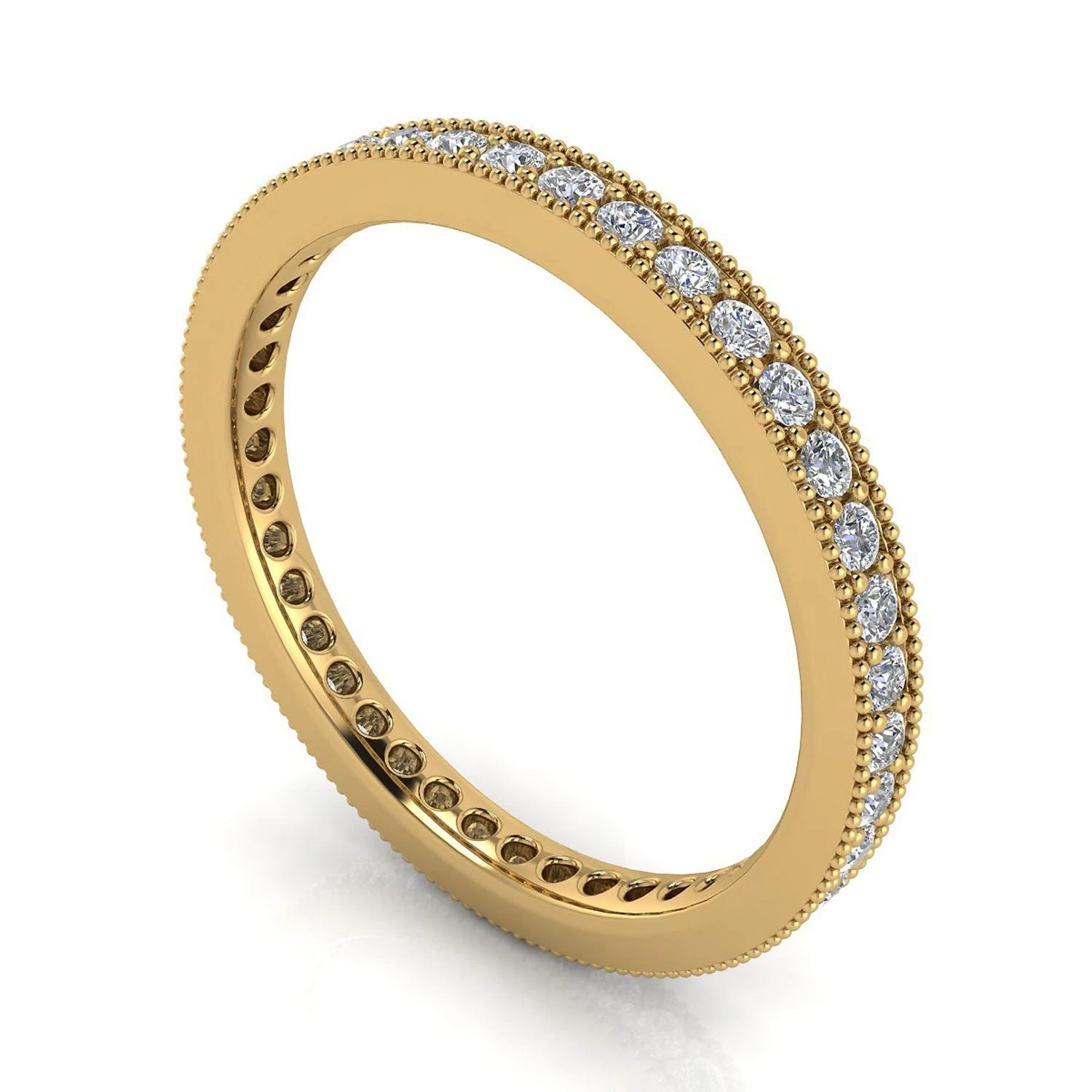 Round Brilliant Cut Diamond Pave & Milgrain Set Eternity Ring In 14k Yellow Gold(0.36ct. Tw.) Ring Size 9 4 Round Brilliant Cut Diamond Pave & Milgrain Set Eternity Ring In 14k Yellow Gold(0.36ct. Tw.) Ring Size 9 - Image 2