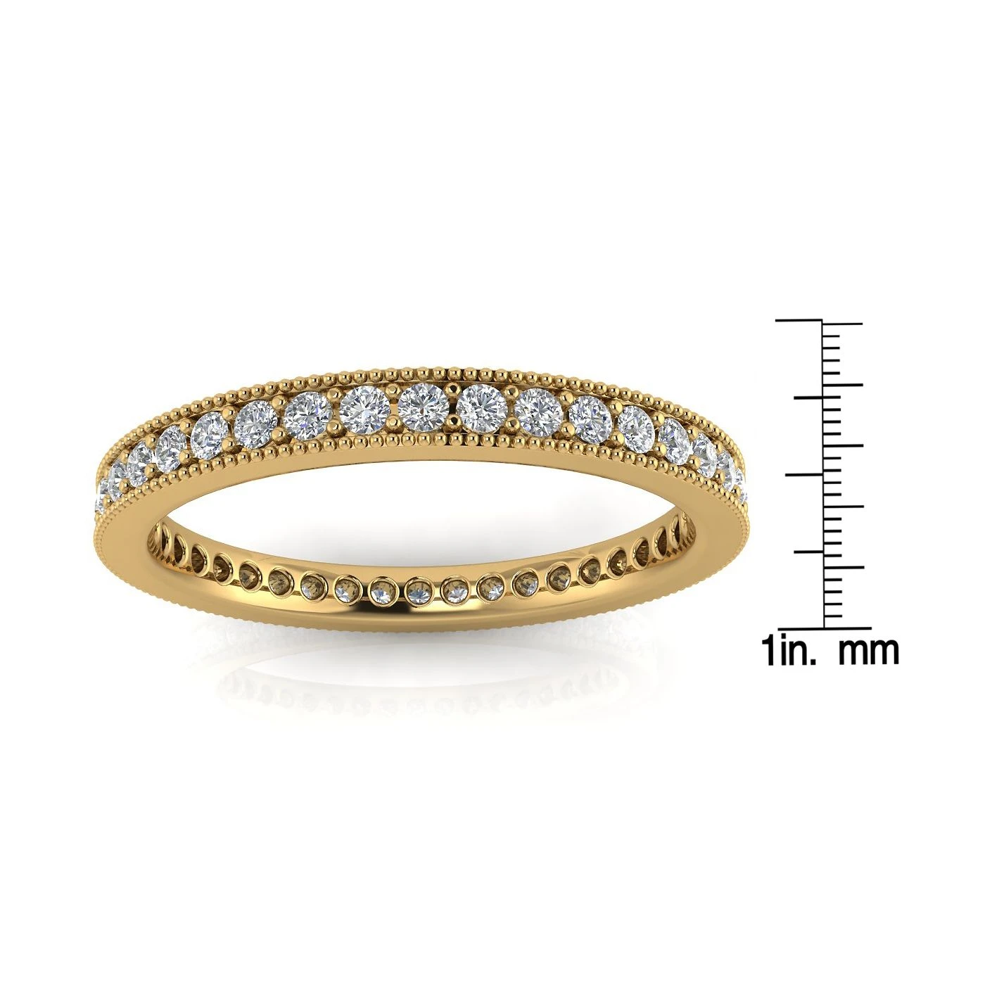 Round Brilliant Cut Diamond Pave & Milgrain Set Eternity Ring In 14k Yellow Gold(0.36ct. Tw.) Ring Size 9 5 Round Brilliant Cut Diamond Pave & Milgrain Set Eternity Ring In 14k Yellow Gold(0.36ct. Tw.) Ring Size 9 - Image 3