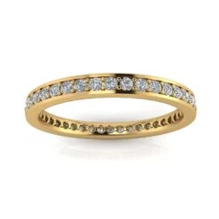 Round Brilliant Cut Diamond Channel Pave Set Eternity Ring In 18k Yellow Gold(0.5ct. Tw.) Ring Size 7.5