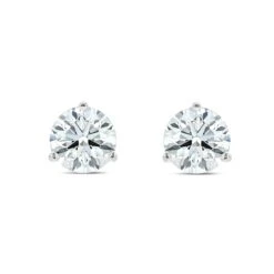 Platinum 3-prong Round Brilliant Diamond Stud Earrings (1.47 Ct. T.w., Si1-si2 Clarity, H-i Color) -Veloura Shop m1 threeprong w front 49 1756d7d2 81ba 4a95 98c7 f1be061cd7bf