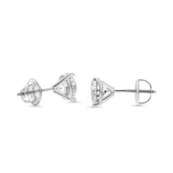 Platinum 3-prong Round Brilliant Diamond Stud Earrings (1.47 Ct. T.w., Si1-si2 Clarity, H-i Color) -Veloura Shop m1 threeprong w side 48 edc7f5ea 596f 4248 9a1d 241455ef802a