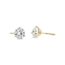 14k Yellow Gold 3-prong Round Brilliant Diamond Stud Earrings (2.09 Ct. T.w., Si1-si2 Clarity, H-i Color) -Veloura Shop m1 threeprong y 3qtr 49 a6d1ec3c eb57 4c3c 9d6c 8f8242c02b91