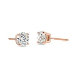 14k Rose Gold 4-prong Round Brilliant Diamond Stud Earrings (0.75 Ct. T.w., Si1-si2 Clarity, J-k Color) -Veloura Shop m2 fourprong r 3qtr 17