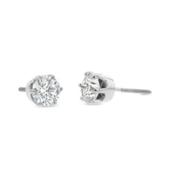 14k White Gold 6-prong Round Brilliant Diamond Stud Earrings (1.48 Ct. T.w., Vs1-vs2 Clarity, H-i Color) -Veloura Shop m3 sixprong w 3qtr 26