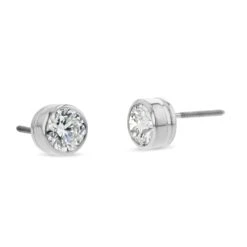 18k White Gold Bezel Set Round Brilliant Diamond Stud Earrings (1 Ct. T.w., Si1-si2 Clarity, H-i Color) 9 18k White Gold Bezel Set Round Brilliant Diamond Stud Earrings (1 Ct. T.w., Si1-si2 Clarity, H-i Color) -Veloura Shop m4 bezel w 3qtr 40