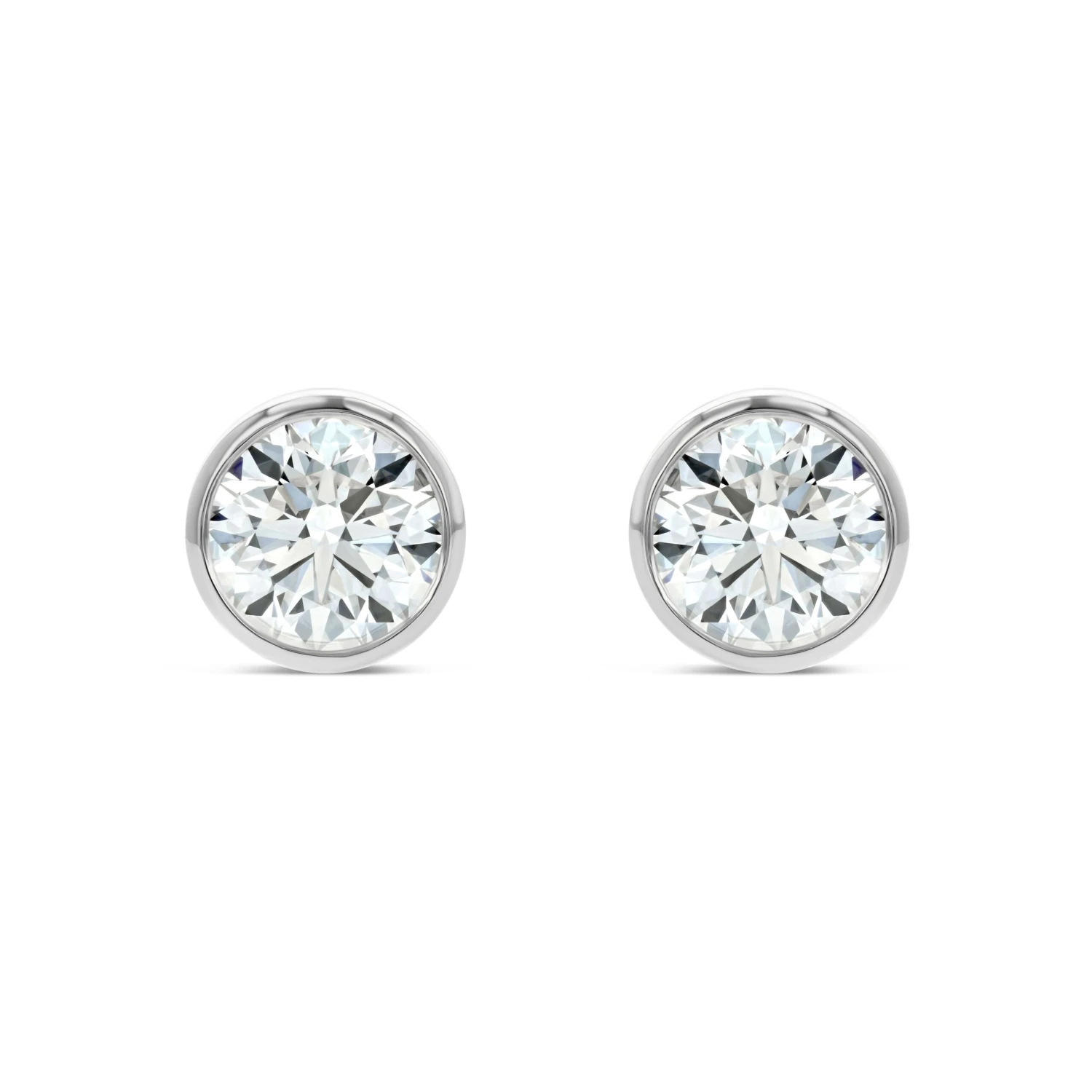 18k White Gold Bezel Set Round Brilliant Diamond Stud Earrings (1 Ct. T.w., Si1-si2 Clarity, H-i Color) 4 18k White Gold Bezel Set Round Brilliant Diamond Stud Earrings (1 Ct. T.w., Si1-si2 Clarity, H-i Color) - Image 2