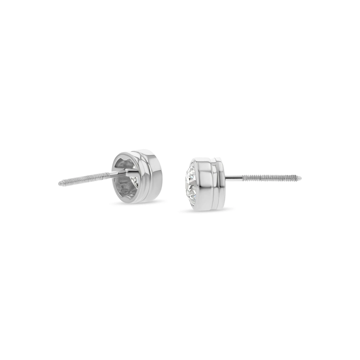 18k White Gold Bezel Set Round Brilliant Diamond Stud Earrings (1 Ct. T.w., Si1-si2 Clarity, H-i Color) 6 18k White Gold Bezel Set Round Brilliant Diamond Stud Earrings (1 Ct. T.w., Si1-si2 Clarity, H-i Color) - Image 4