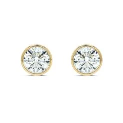 14k Yellow Gold Bezel Set Round Brilliant Diamond Stud Earrings (0.22 Ct. T.w., Si1-si2 Clarity, H-i Color) -Veloura Shop m4 bezel y front 14
