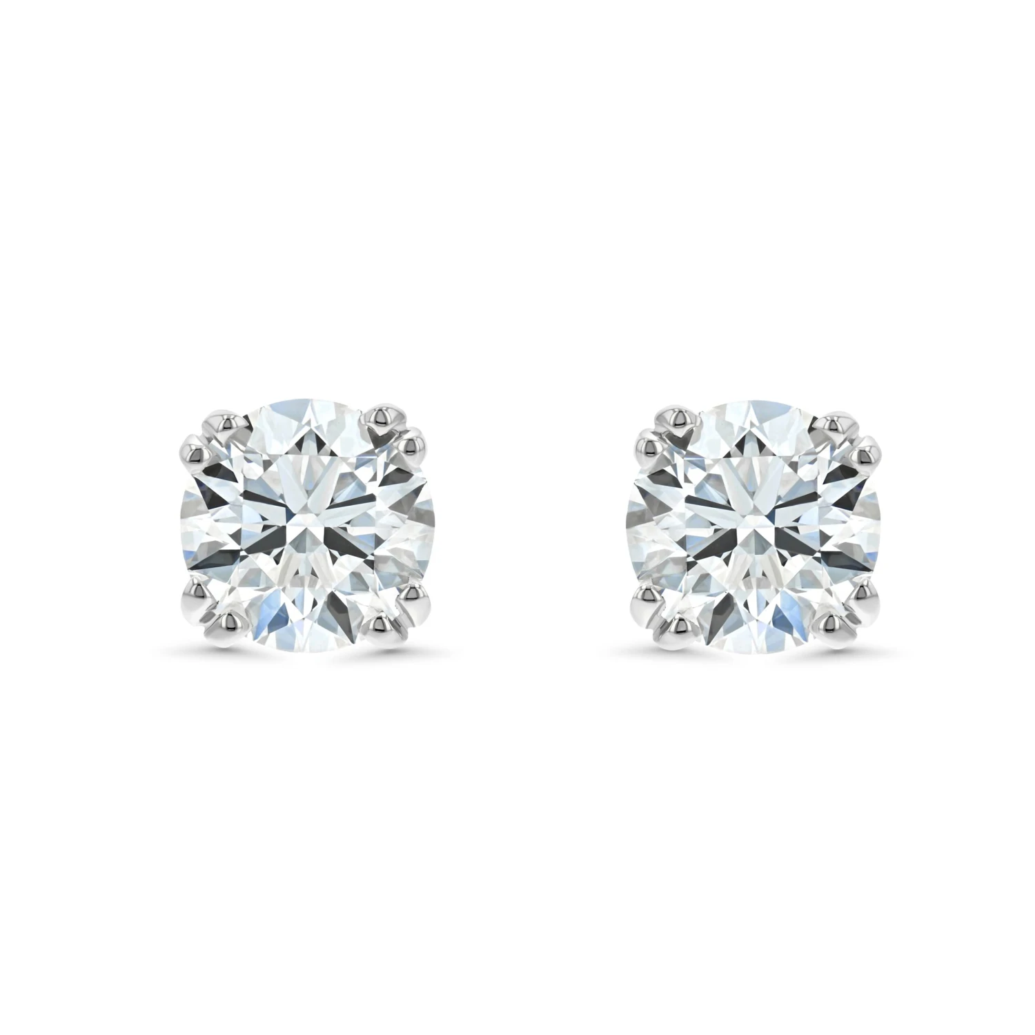 Platinum 8-prong Round Brilliant Diamond Stud Earrings (1 Ct. T.w., Si1-si2 Clarity, J-k Color) 4 Platinum 8-prong Round Brilliant Diamond Stud Earrings (1 Ct. T.w., Si1-si2 Clarity, J-k Color) - Image 2