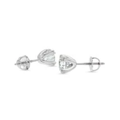 18k White Gold 8-prong Round Brilliant Diamond Stud Earrings (1.48 Ct. T.w., Vs1-vs2 Clarity, H-i Color) -Veloura Shop m5 doubleprong w side 38