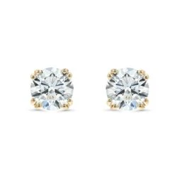 18k Yellow Gold 8-prong Round Brilliant Diamond Stud Earrings (2.09 Ct. T.w., Vs1-vs2 Clarity, H-i Color) -Veloura Shop m5 doubleprong y front 20 4e1f4b37 45c7 4d47 a95c 859b32a65f46