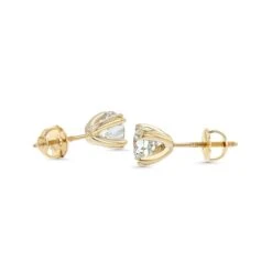 18k Yellow Gold 8-prong Round Brilliant Diamond Stud Earrings (2.09 Ct. T.w., Vs1-vs2 Clarity, H-i Color) -Veloura Shop m5 doubleprong y side 20 5d8b7776 4693 4861 b751 7514f52d00fe