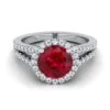 14K White Gold Round Brilliant Ruby Halo Center With French Pave Split Shank Engagement Ring -3/8ctw 2 14K White Gold Round Brilliant Ruby Halo Center With French Pave Split Shank Engagement Ring -3/8ctw -Veloura Shop w80023ru rd70mmrh 2