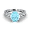 18K White Gold Oval Aquamarine Hand Engraved Vintage Cathedral Style Solitaire Engagement Ring -Veloura Shop w80058aq ov86mmrh 1