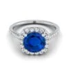 18K White Gold Round Brilliant Sapphire Simple Prong Set Halo Engagement Ring -1/3ctw -Veloura Shop w80070sa rd70mmrh 2 f9eccaa4 5616 4a30 8d45 ca6596abd556