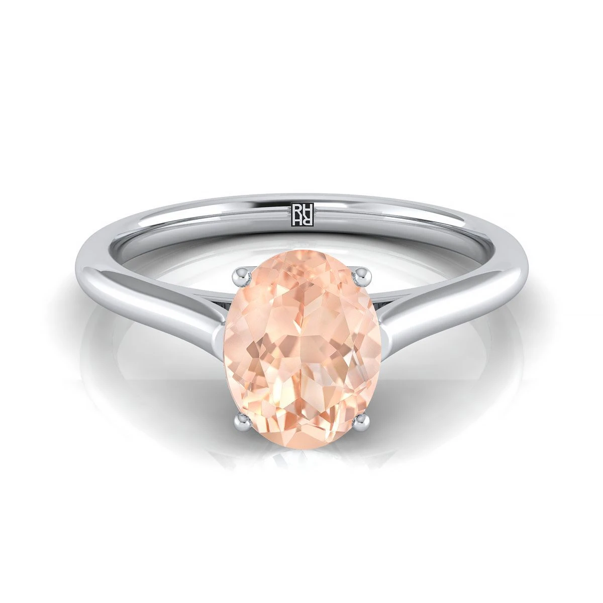 Platinum Oval Morganite Cathedral Style Comfort Fit Solitaire Engagement Ring 3 Platinum Oval Morganite Cathedral Style Comfort Fit Solitaire Engagement Ring