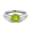 18K White Gold Round Brilliant Peridot Cathedral Style Comfort Fit Solitaire Engagement Ring -Veloura Shop w80120pe rd70mmrh 1